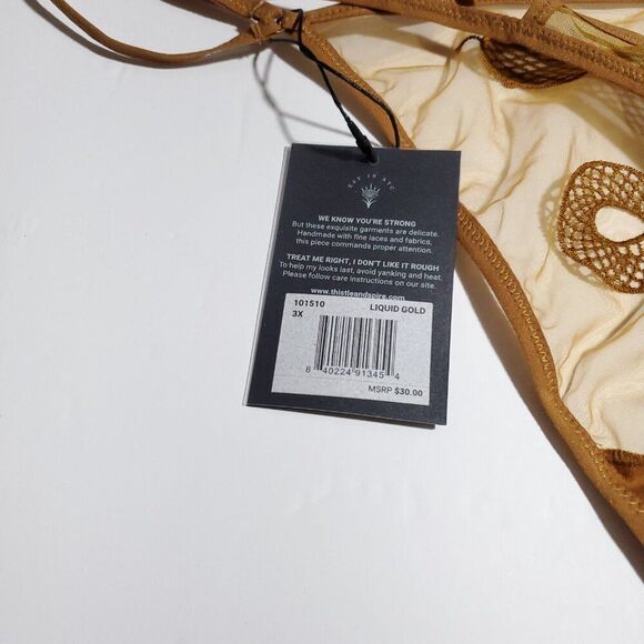 Thistle and Spire Medusa Thong Panty Gold Underwear Plus Size 3X Yellow Snake - Picture 4 of 6